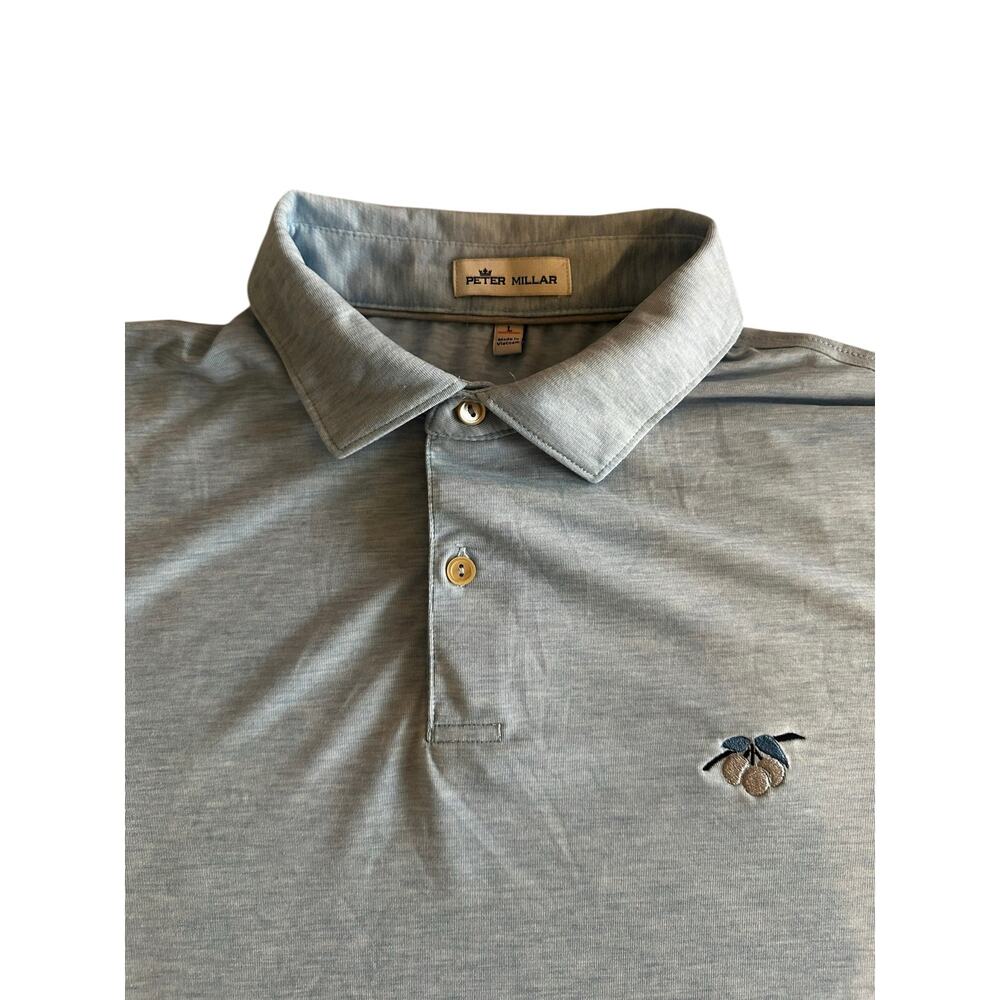 Peter Millar Cherry Hills Country Club Golf Polo Shirt Men’s L Blue Heathered